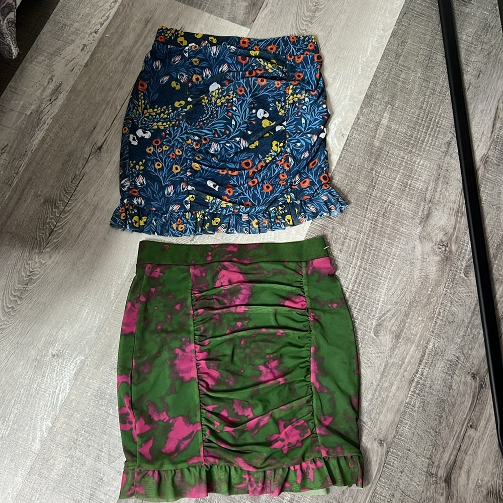 NWOT Romi mesh skirts floral tie dye women XS green blue pink stretch - Picture 4 of 4